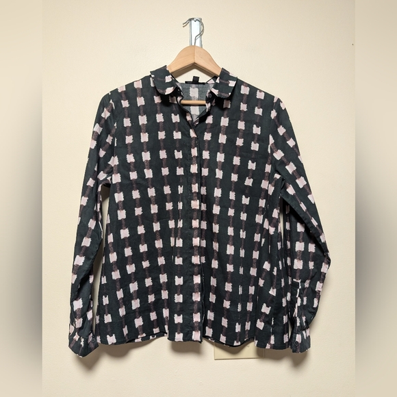 COS Dark Green Pink Geometric Ikat Print Long Sleeve Blouse EUR 40. US 8 - Picture 3 of 8